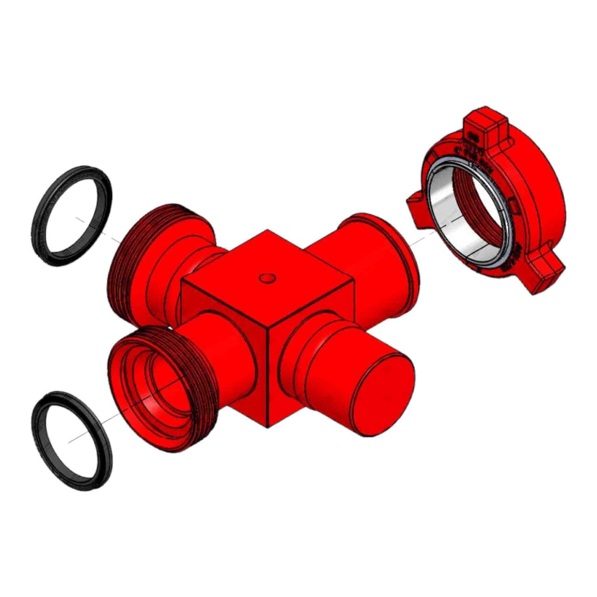 Cross, 4" 602 FxFxM x Cap, 1/2" NPT TAP, BW DET, 6000 psi, Sour Service