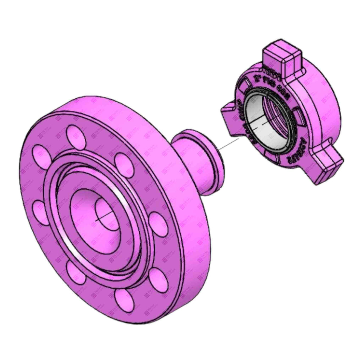 Adapter Flange, 3-1/8” 5M x 2” 602 M, 6000 psi, STD Service